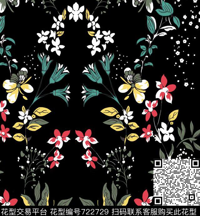 欧美风格复古时尚花卉小碎花传统印花华亿平台下载（图片编号: 722729） - 瓦栏（Walan）
