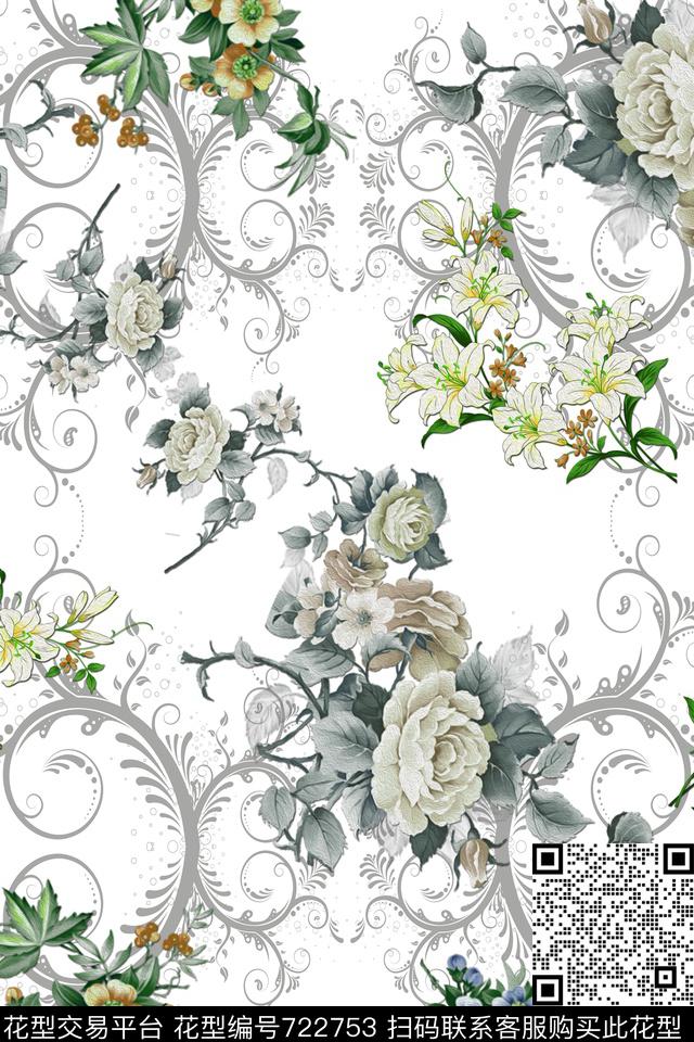 花卉数码印花华亿平台下载（图片编号: 722753） - 瓦栏（Walan）