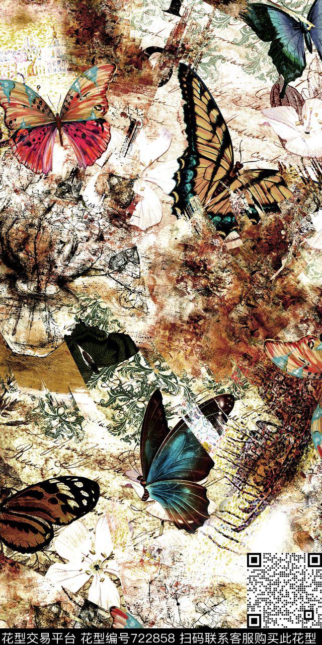 原创复古抽象数码印花华亿平台下载（图片编号: 722858） - 瓦栏（Walan）