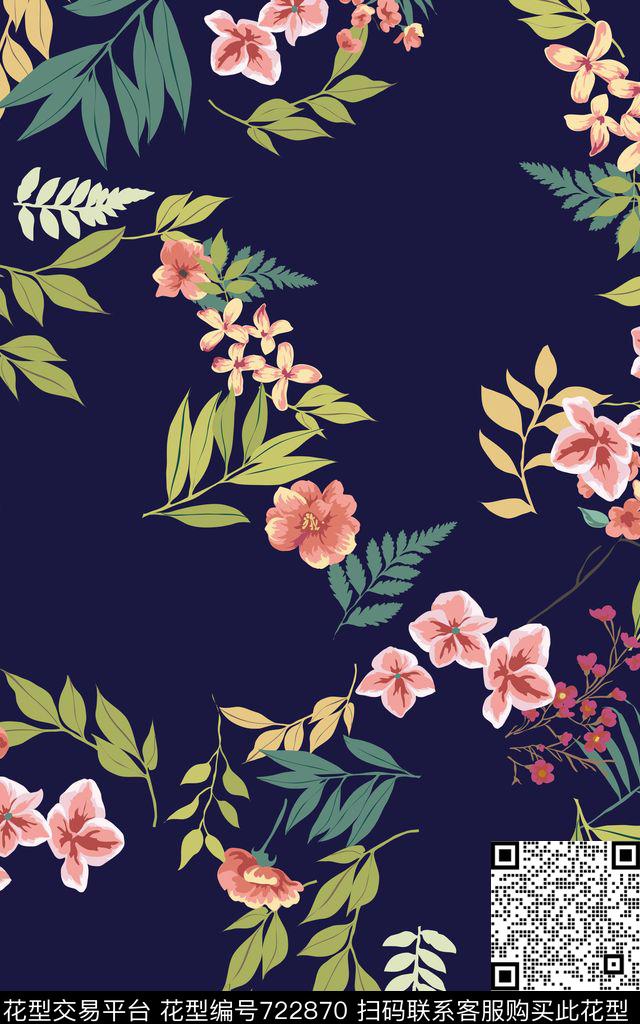 花朵花卉乱花数码印花华亿平台下载（图片编号: 722870） - 瓦栏（Walan）