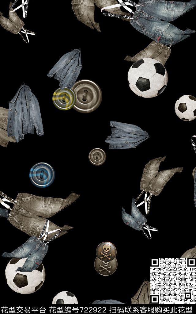 运动牛仔足球数码印花华亿平台下载（图片编号: 722922） - 瓦栏（Walan）