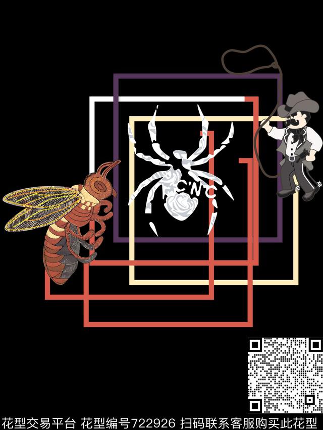 时尚绣花蜘蛛数码印花华亿平台下载（图片编号: 722926） - 瓦栏（Walan）