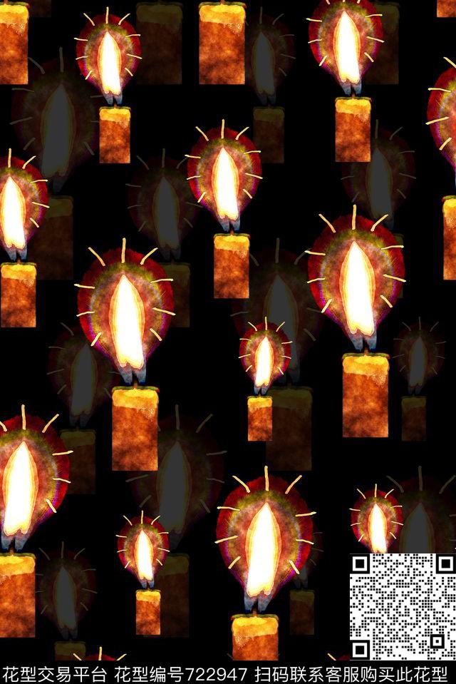 蜡烛灯光星光点点数码印花华亿平台下载（图片编号: 722947） - 瓦栏（Walan）