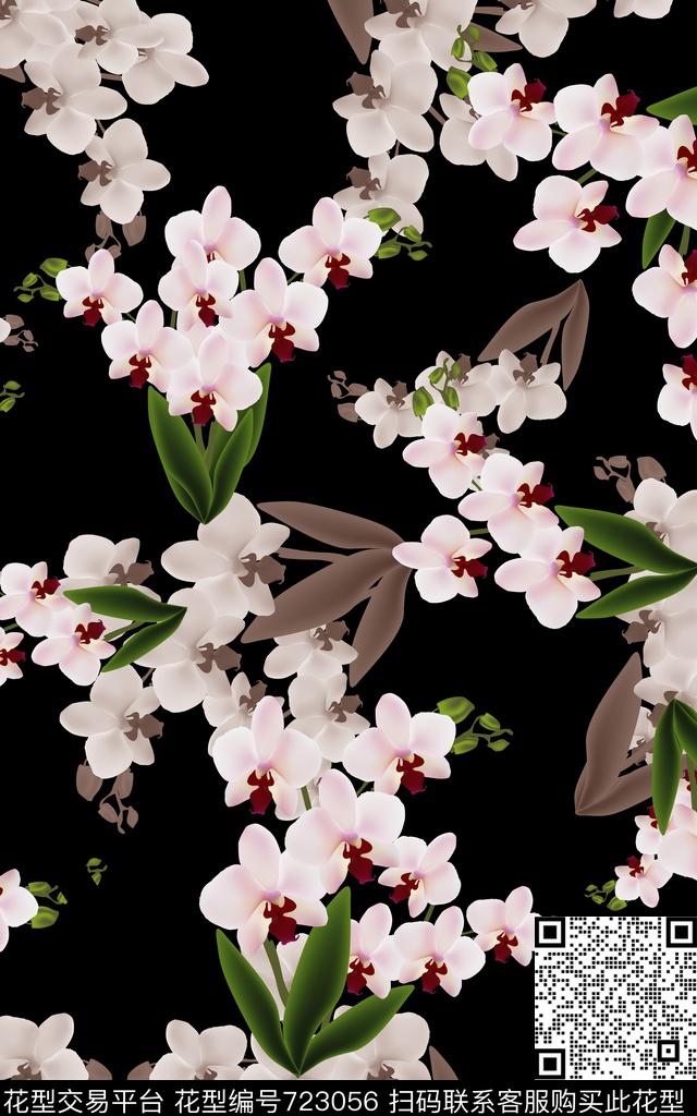 花簇花朵花卉数码印花华亿平台下载（图片编号: 723056） - 瓦栏（Walan）