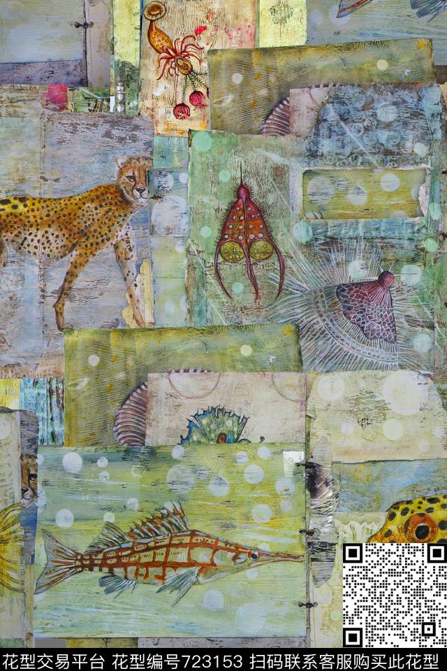 肌理油画动物数码印花华亿平台下载（图片编号: 723153） - 瓦栏（Walan）