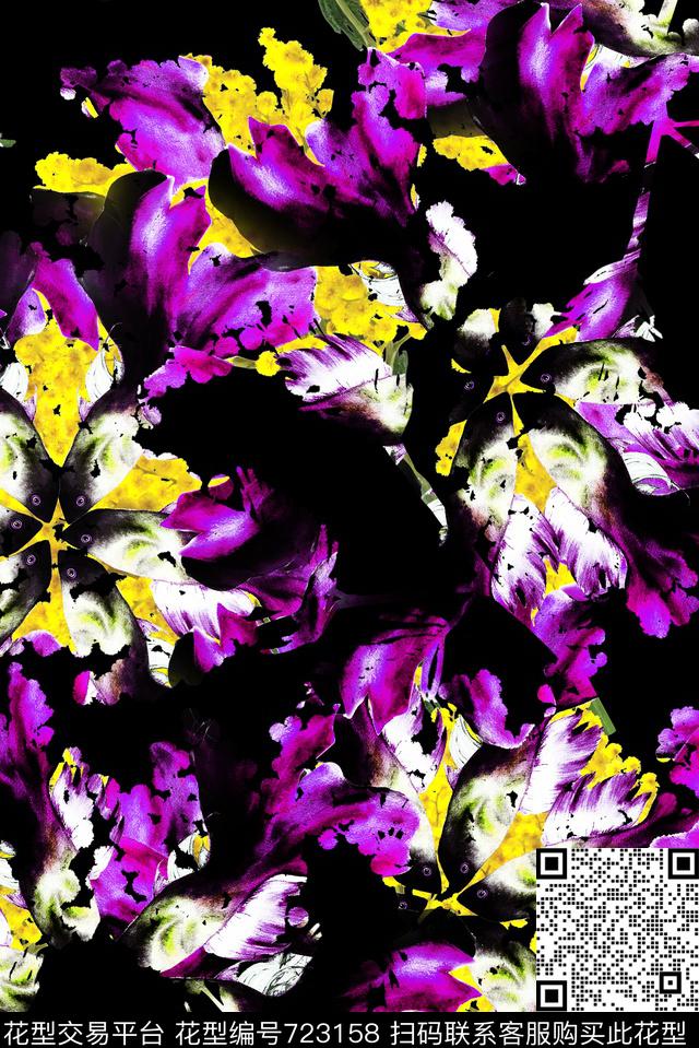花卉女装鱼数码印花华亿平台下载（图片编号: 723158） - 瓦栏（Walan）