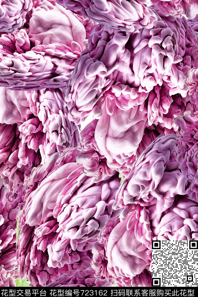 肌理女装抽象数码印花华亿平台下载（图片编号: 723162） - 瓦栏（Walan）