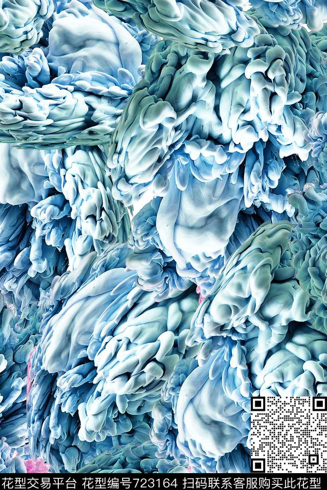 肌理女装抽象数码印花华亿平台下载（图片编号: 723164） - 瓦栏（Walan）