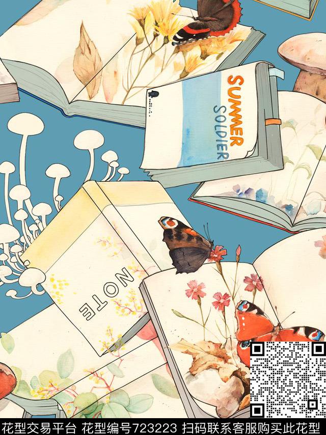 卡通手绘花卉数码印花华亿平台下载（图片编号: 723223） - 瓦栏（Walan）