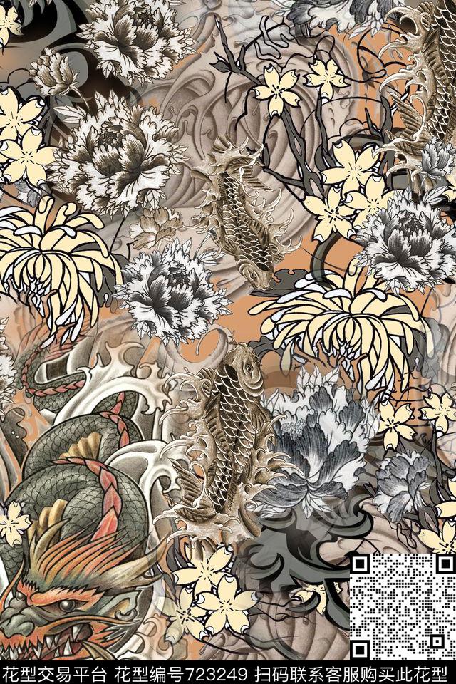 ChineseJapanesekoi数码印花华亿平台下载（图片编号: 723249） - 瓦栏（Walan）