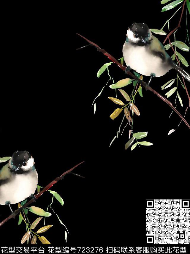 花鸟树叶男装T恤华亿平台数码印花华亿平台下载（图片编号: 723276） - 瓦栏（Walan）