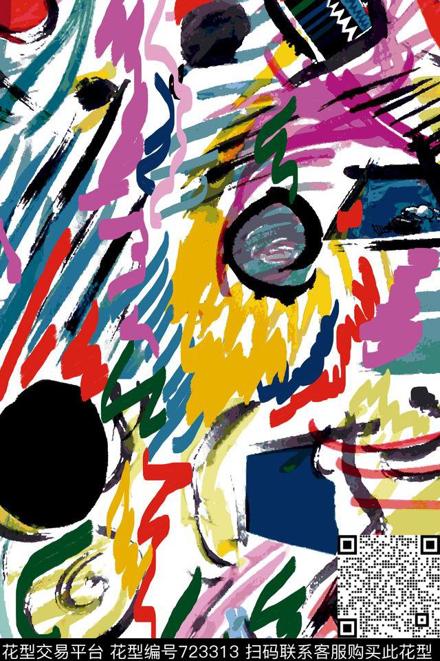 女装抽象几何波普数码印花华亿平台下载（图片编号: 723313） - 瓦栏（Walan）