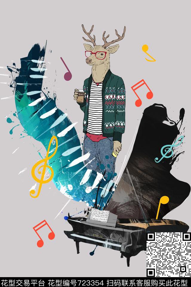 T恤趣味音乐数码印花华亿平台下载（图片编号: 723354） - 瓦栏（Walan）