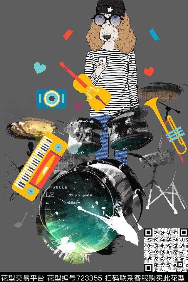 T恤趣味音乐数码印花华亿平台下载（图片编号: 723355） - 瓦栏（Walan）