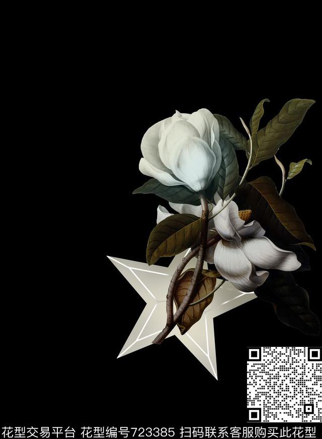 大牌风花玉兰花数码印花华亿平台下载（图片编号: 723385） - 瓦栏（Walan）