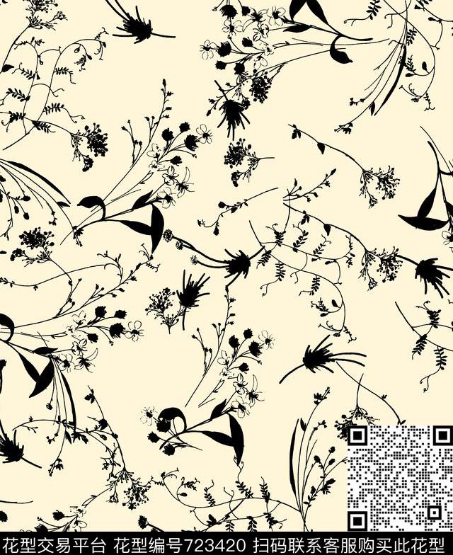 复古、田园、花卉几何花卉传统印花华亿平台下载（图片编号: 723420） - 瓦栏（Walan）