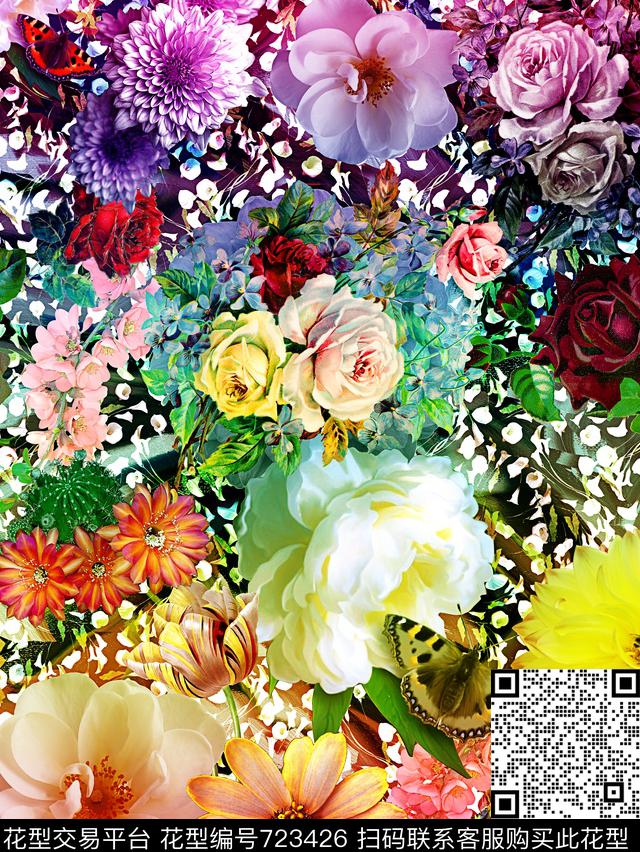 杜嘉班纳唯美花卉数码印花华亿平台下载（图片编号: 723426） - 瓦栏（Walan）