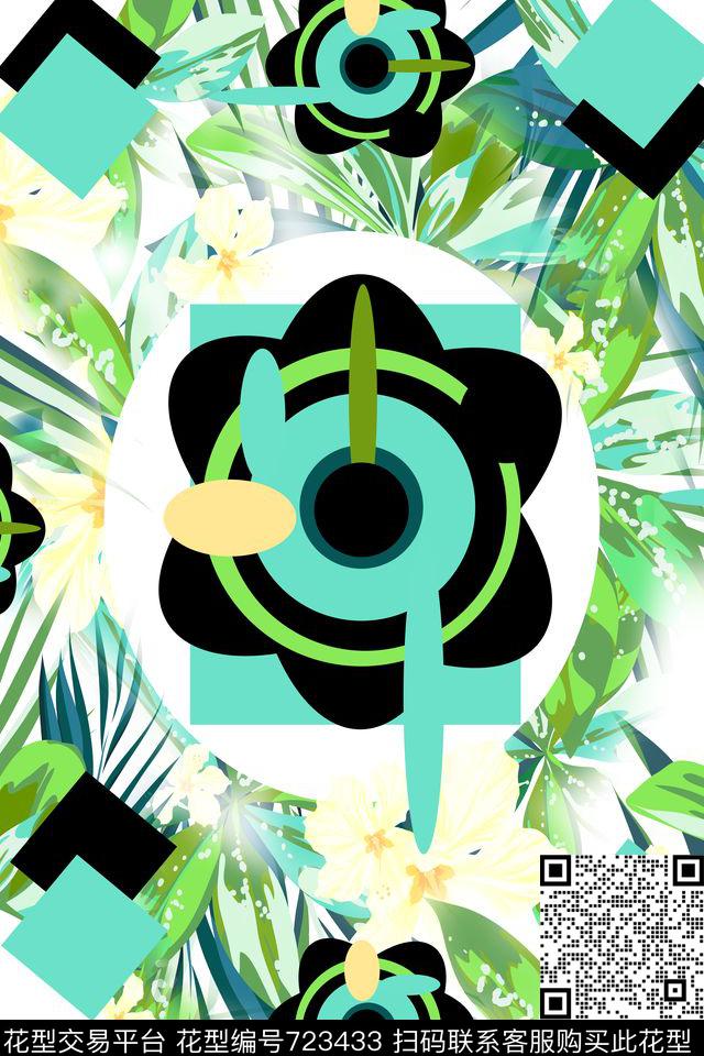 花瓣乱花格子数码印花华亿平台下载（图片编号: 723433） - 瓦栏（Walan）