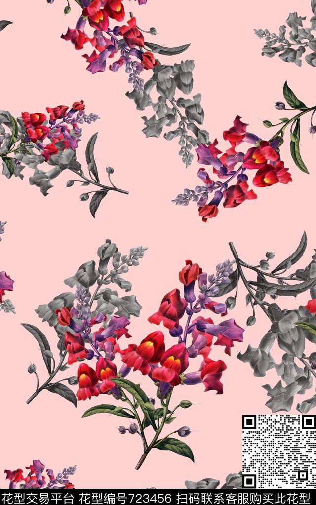 花串花朵花卉数码印花华亿平台下载（图片编号: 723456） - 瓦栏（Walan）