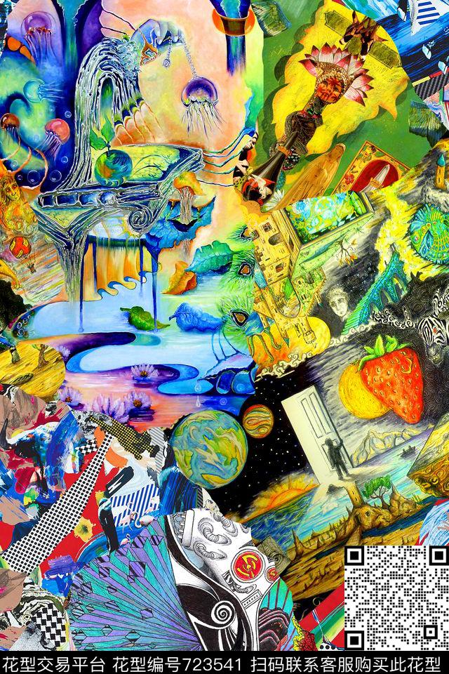 抽象风景插画数码印花华亿平台下载（图片编号: 723541） - 瓦栏（Walan）