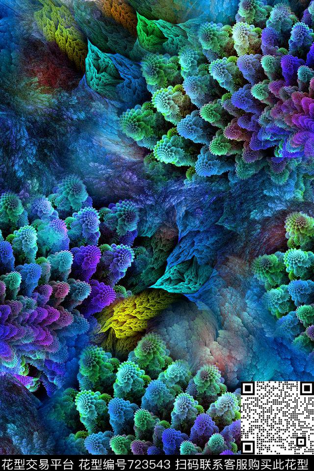 抽象分形肌理数码印花华亿平台下载（图片编号: 723543） - 瓦栏（Walan）