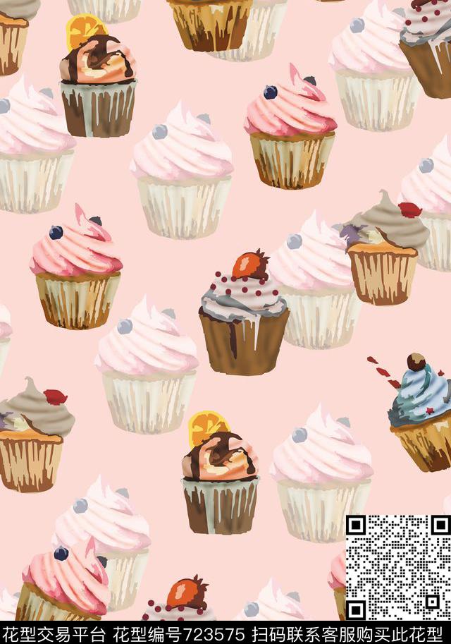 食物蛋糕缤纷写意传统印花华亿平台下载（图片编号: 723575） - 瓦栏（Walan）