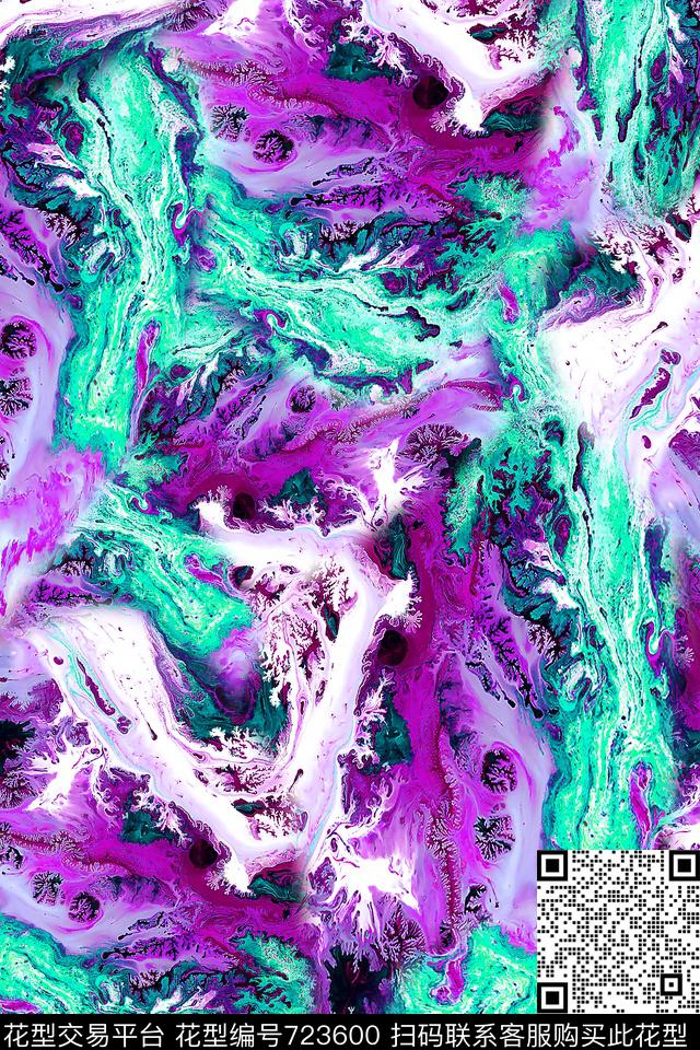 抽象肌理女装数码印花华亿平台下载（图片编号: 723600） - 瓦栏（Walan）