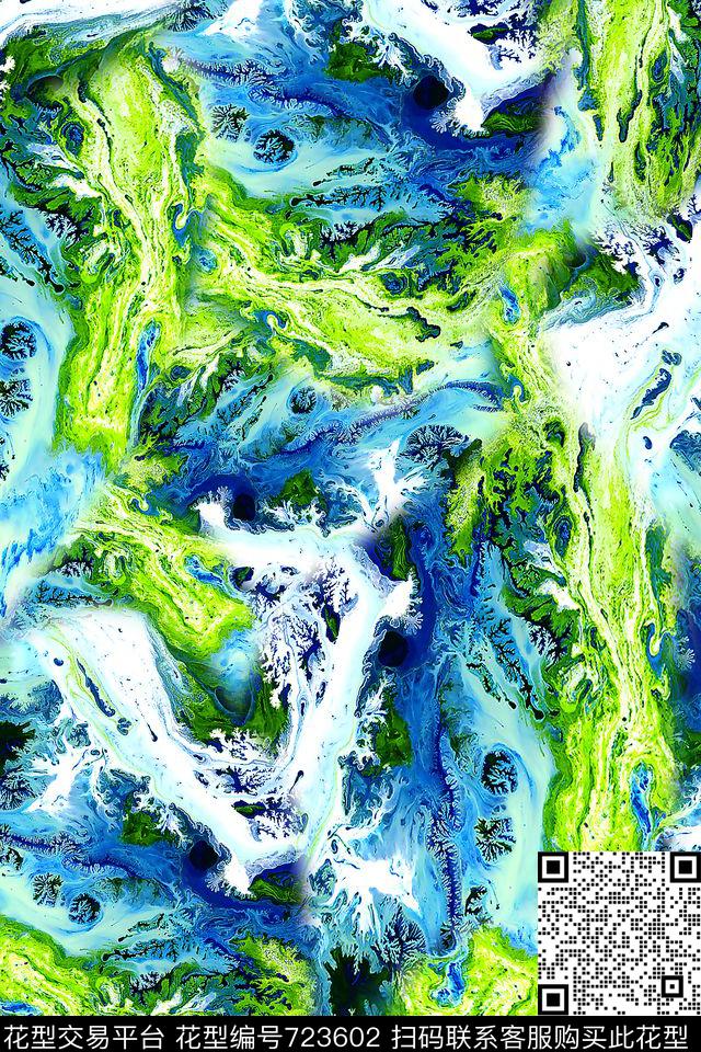 抽象肌理女装数码印花华亿平台下载（图片编号: 723602） - 瓦栏（Walan）