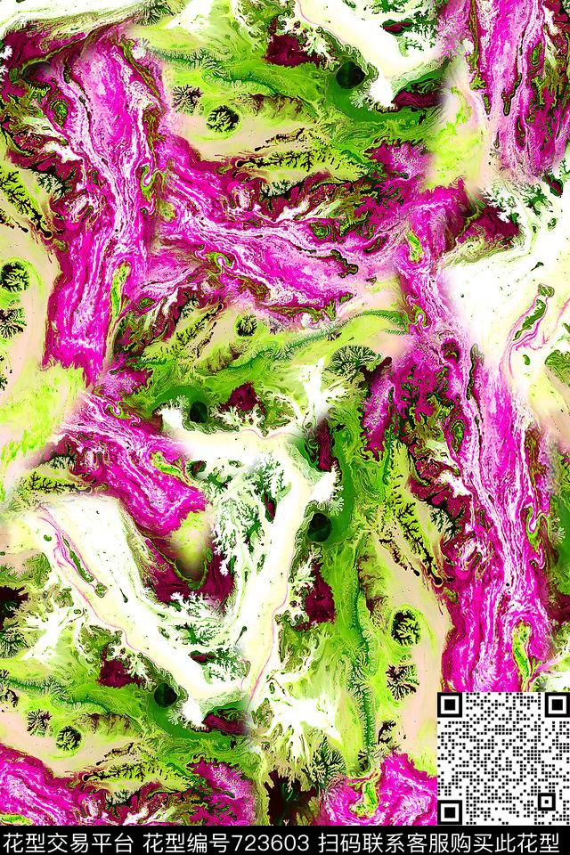 抽象肌理女装数码印花华亿平台下载（图片编号: 723603） - 瓦栏（Walan）