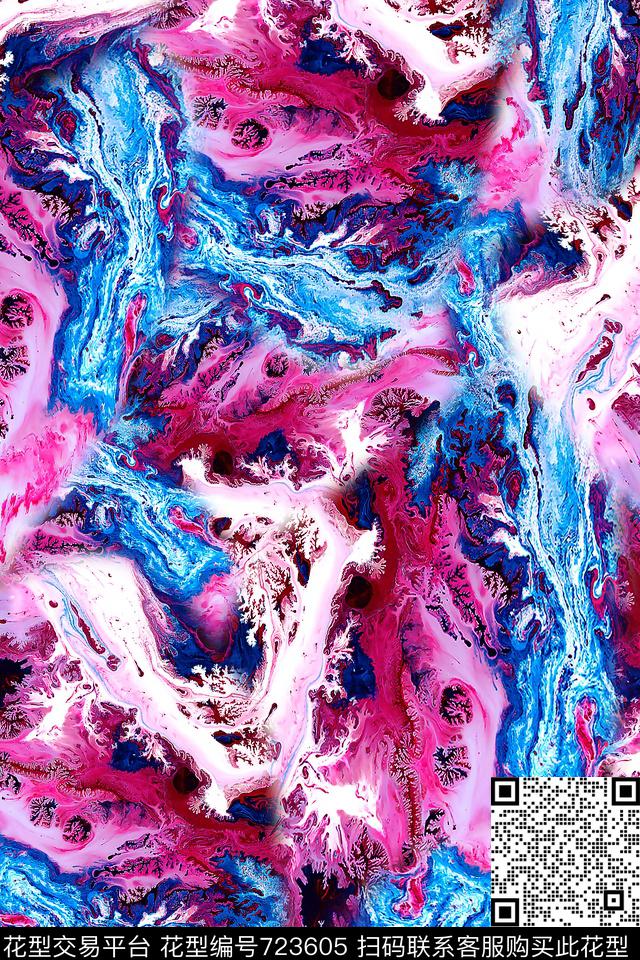 抽象肌理女装数码印花华亿平台下载（图片编号: 723605） - 瓦栏（Walan）