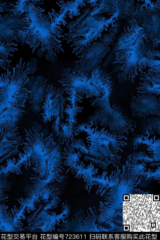 抽象男装水彩数码印花华亿平台下载（图片编号: 723611） - 瓦栏（Walan）