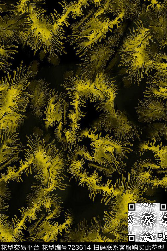 抽象男装水彩数码印花华亿平台下载（图片编号: 723614） - 瓦栏（Walan）