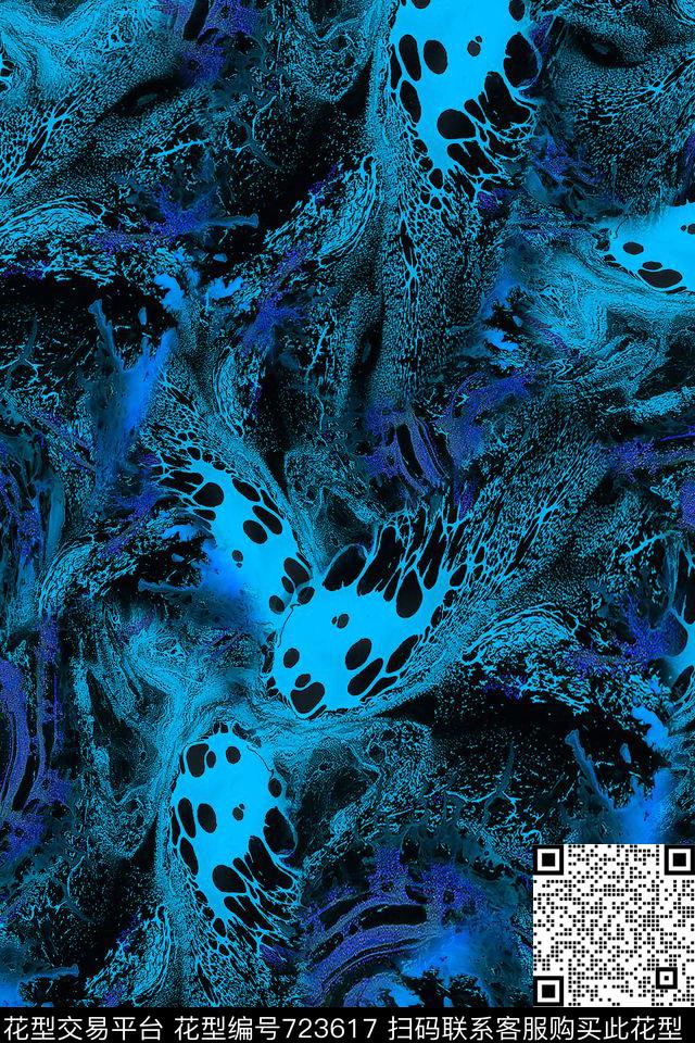 抽象肌理女装数码印花华亿平台下载（图片编号: 723617） - 瓦栏（Walan）