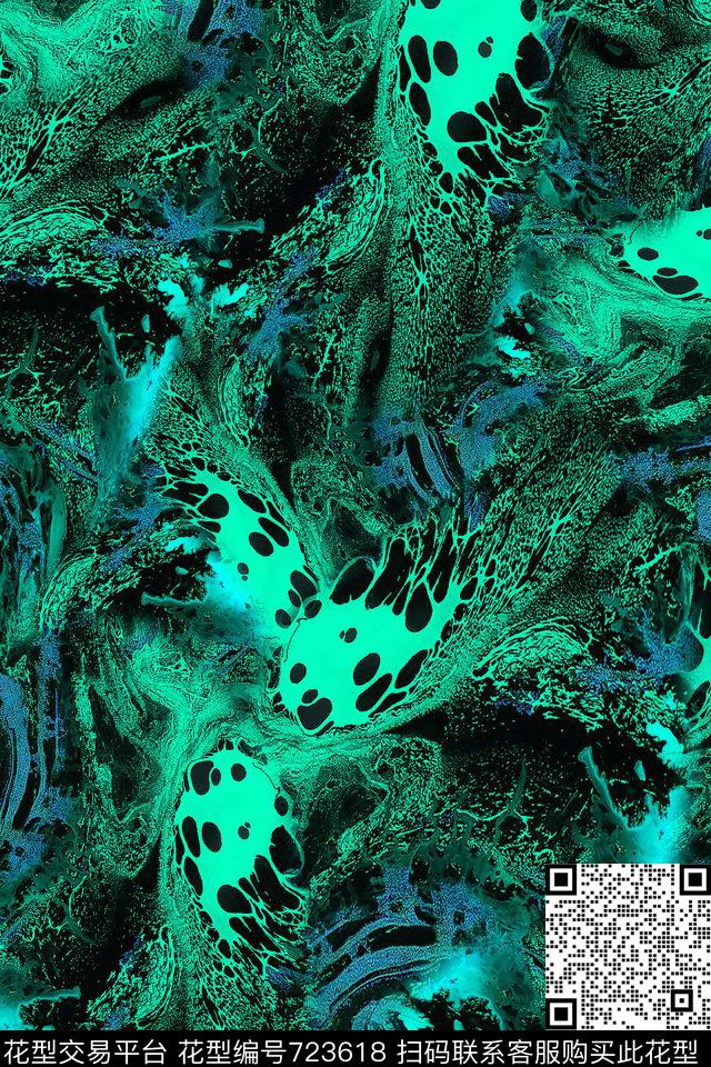 抽象肌理女装数码印花华亿平台下载（图片编号: 723618） - 瓦栏（Walan）