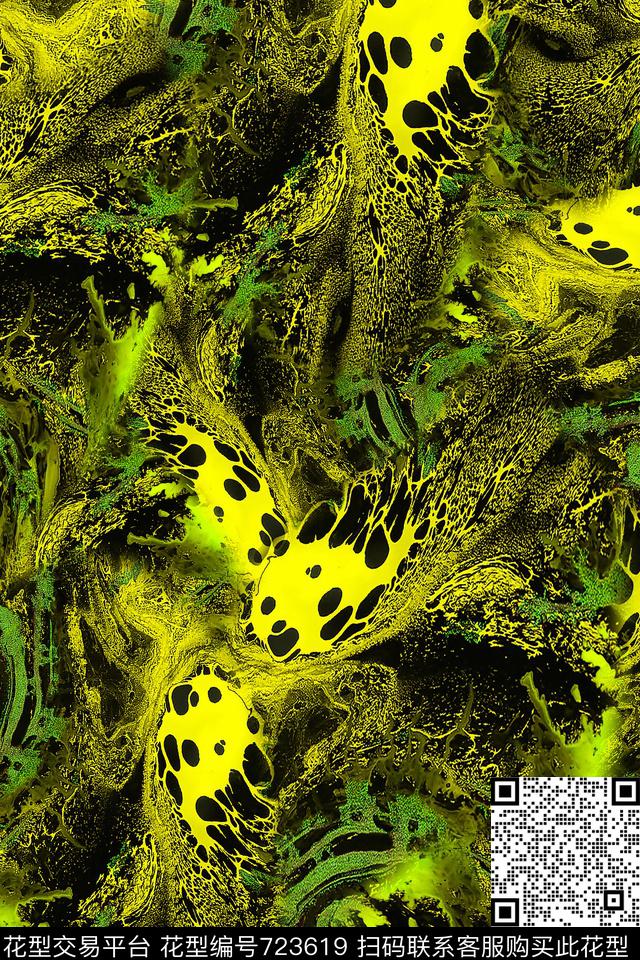 抽象肌理女装数码印花华亿平台下载（图片编号: 723619） - 瓦栏（Walan）