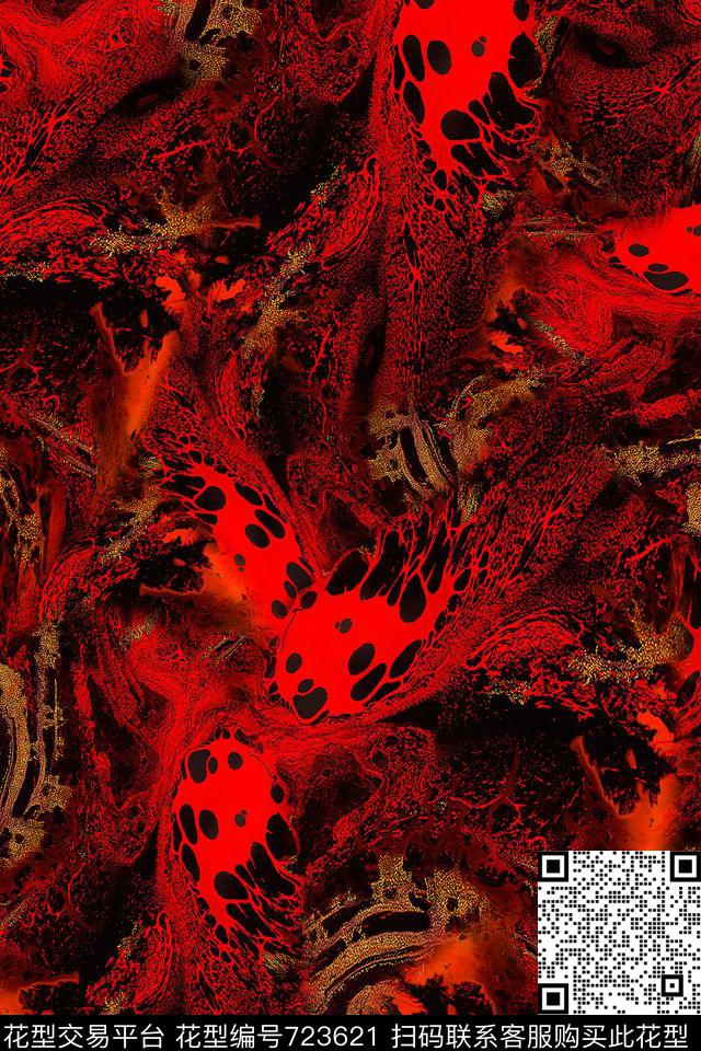 抽象肌理女装数码印花华亿平台下载（图片编号: 723621） - 瓦栏（Walan）