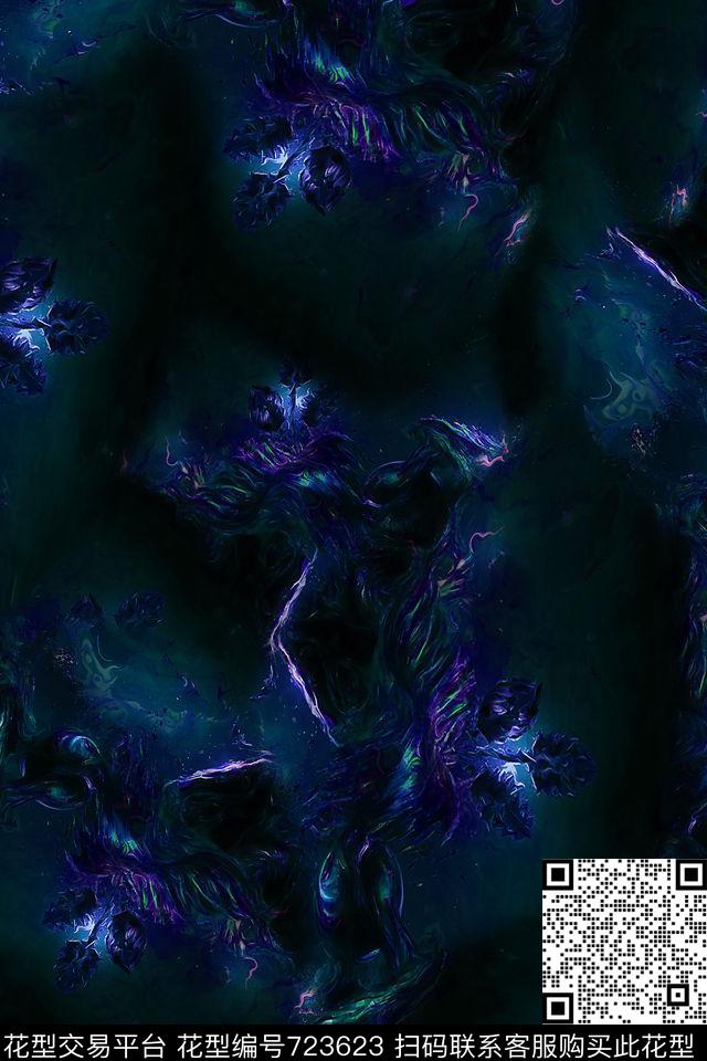 抽象肌理女装数码印花华亿平台下载（图片编号: 723623） - 瓦栏（Walan）