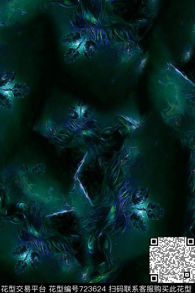 抽象肌理女装数码印花华亿平台下载（图片编号: 723624） - 瓦栏（Walan）