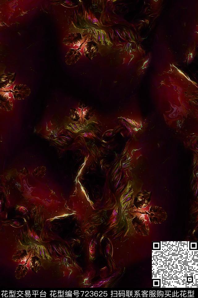 抽象肌理女装数码印花华亿平台下载（图片编号: 723625） - 瓦栏（Walan）