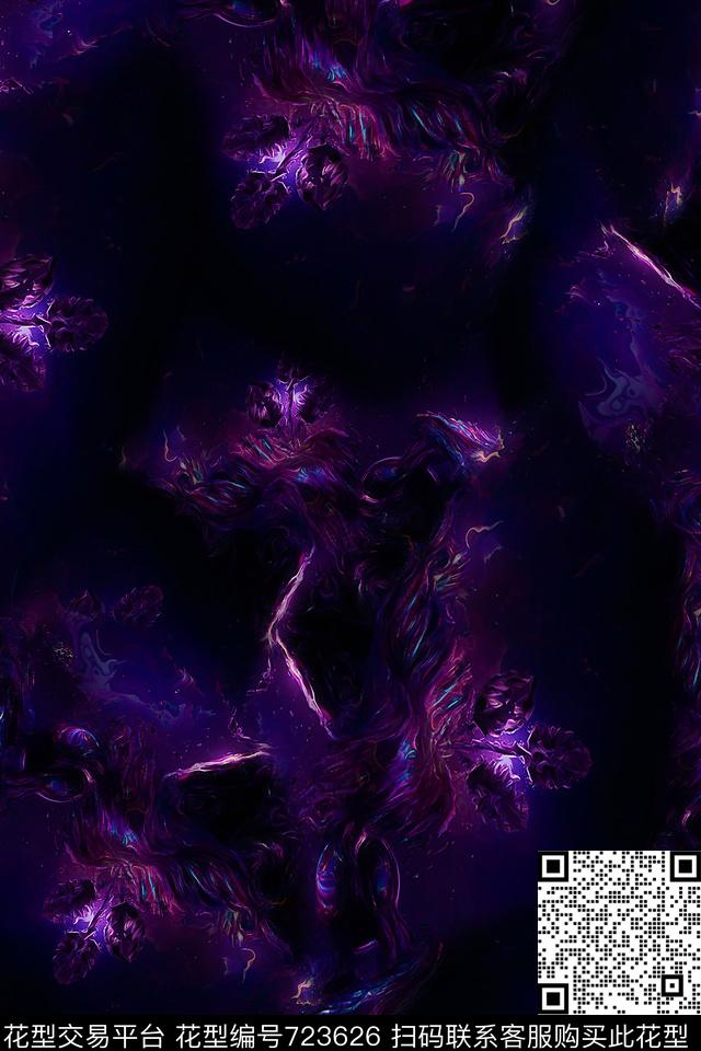 抽象肌理女装数码印花华亿平台下载（图片编号: 723626） - 瓦栏（Walan）