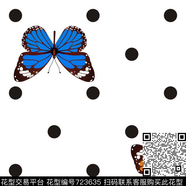 昆虫波点蝴蝶传统印花华亿平台下载（图片编号: 723635） - 瓦栏（Walan）