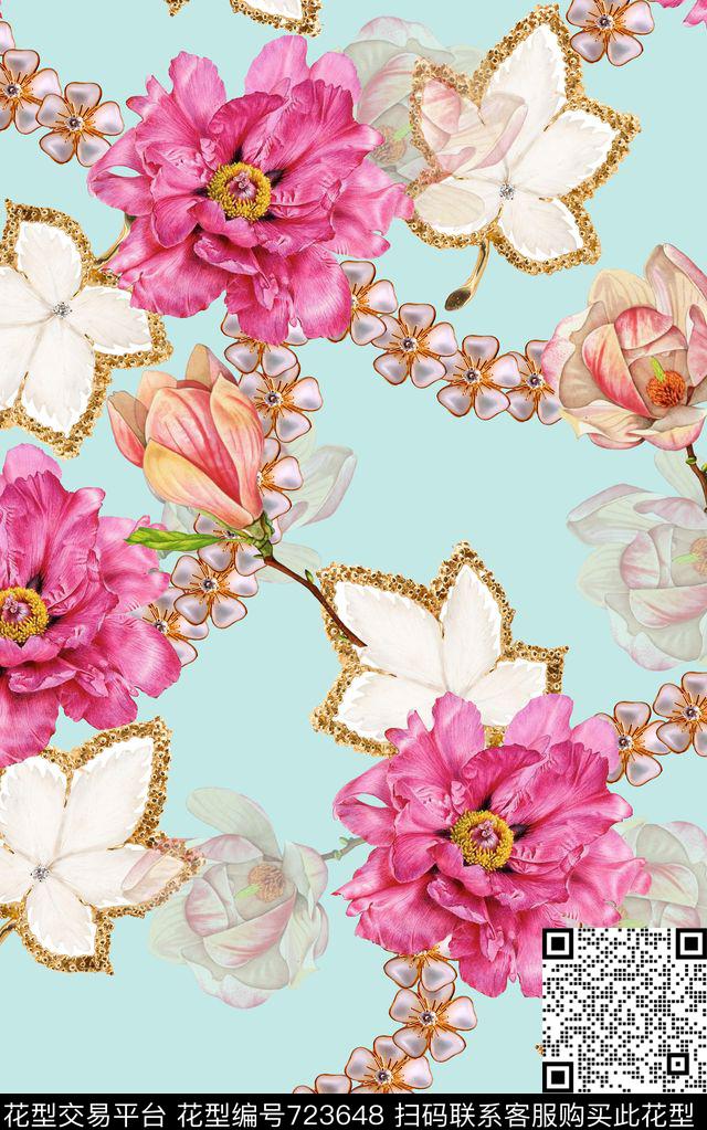 colorisecolorfullflower数码印花华亿平台下载（图片编号: 723648） - 瓦栏（Walan）