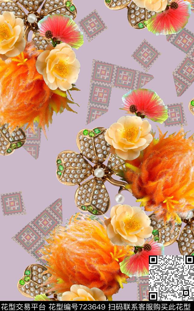 colorfullflowercolorise数码印花华亿平台下载（图片编号: 723649） - 瓦栏（Walan）