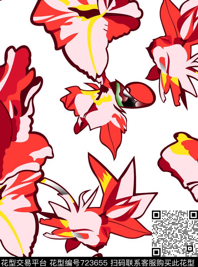 花卉宫廷风和风传统印花华亿平台下载（图片编号: 723655） - 瓦栏（Walan）