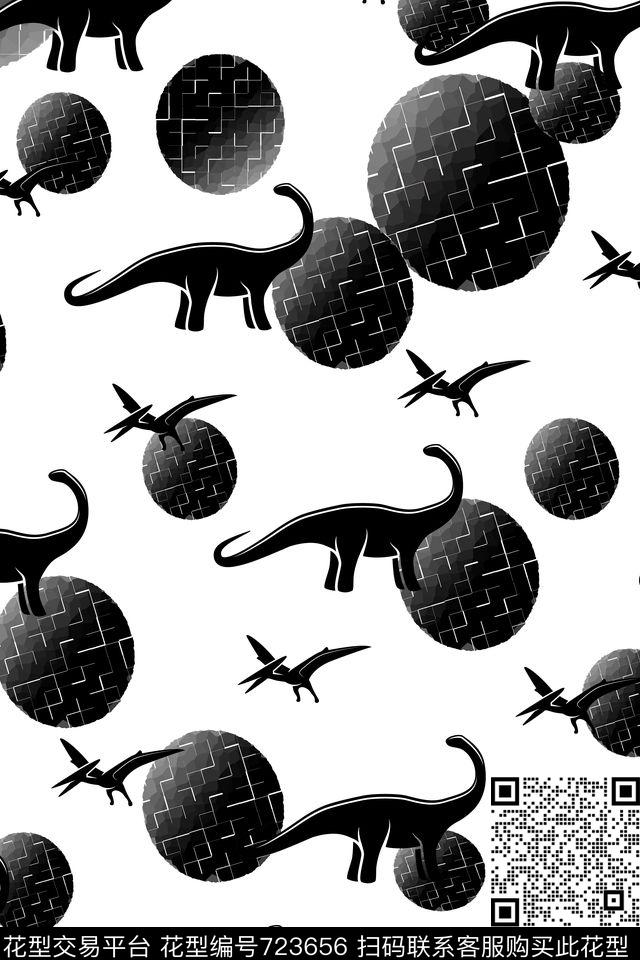 翅膀野兽恐龙数码印花华亿平台下载（图片编号: 723656） - 瓦栏（Walan）