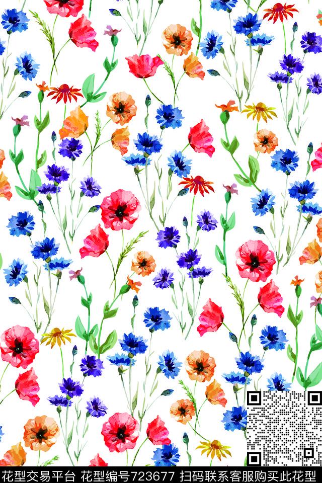 花卉植物时尚数码印花华亿平台下载（图片编号: 723677） - 瓦栏（Walan）