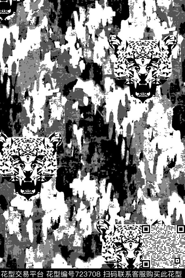 肌理纹理底纹豹子男装夹克华亿平台传统印花华亿平台下载（图片编号: 723708） - 瓦栏（Walan）