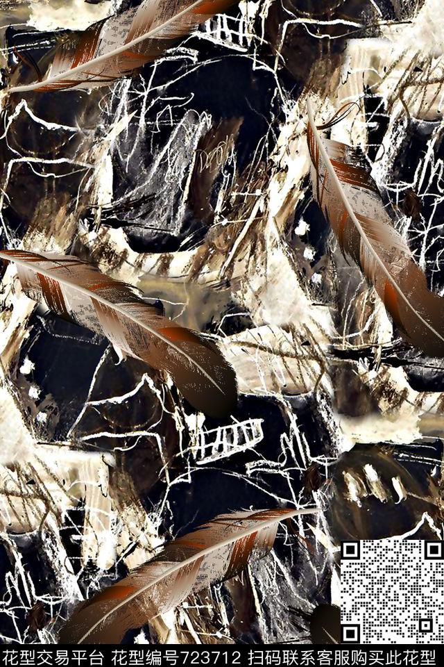 肌理纹理羽毛男装夹克华亿平台数码印花华亿平台下载（图片编号: 723712） - 瓦栏（Walan）