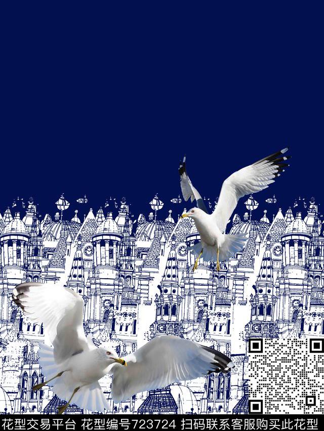 鸟建筑男装T恤华亿平台数码印花华亿平台下载（图片编号: 723724） - 瓦栏（Walan）