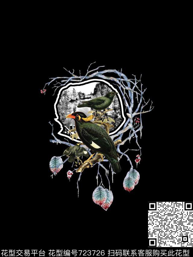 鸟山水男装T恤华亿平台数码印花华亿平台下载（图片编号: 723726） - 瓦栏（Walan）